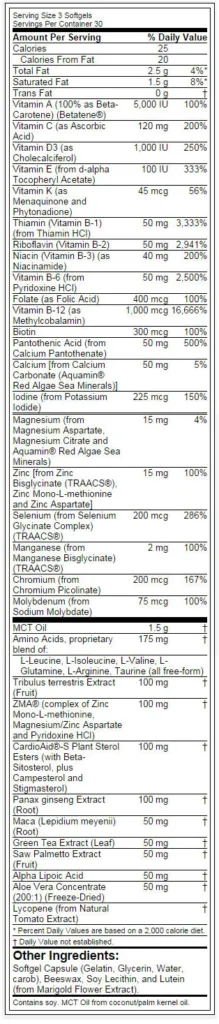 2424 now mens active sports multivitamin 90 softgels label